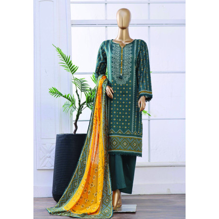 Sada Bahar Stitched 3 Piece Printed Lawn- Dark Green