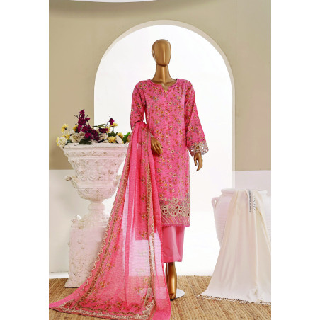 Sada Bahar Stitched 3 Piece Cutwork Emb Lawn-Pink