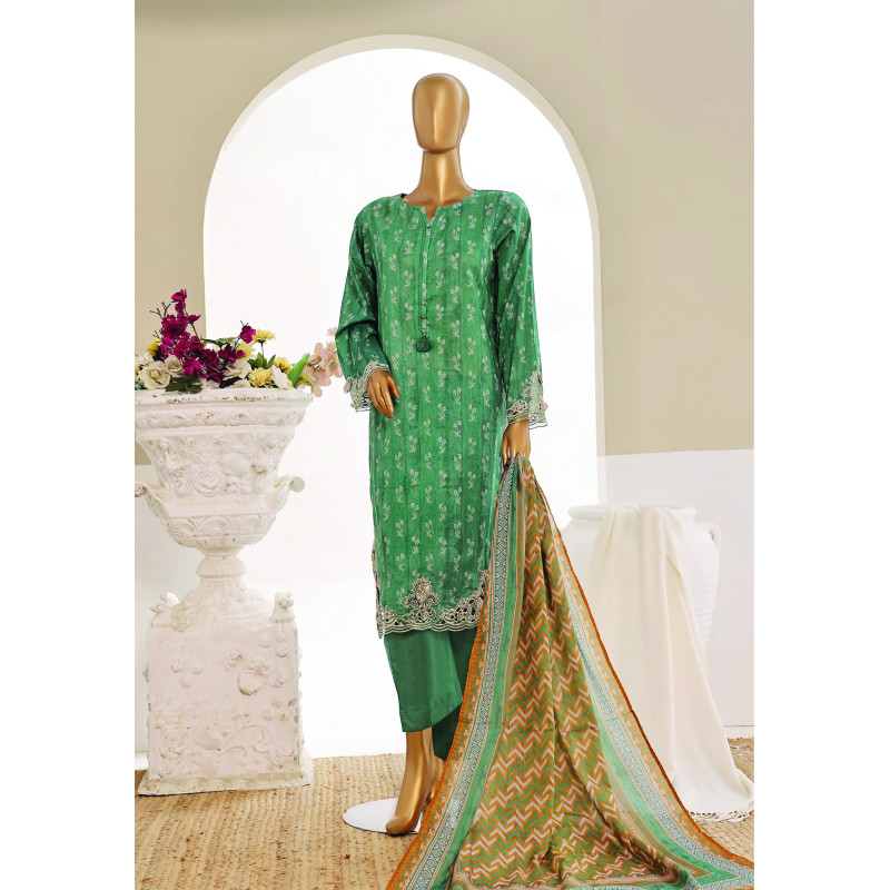 Sada Bahar Stitched 3 Piece Cutwork Emb Lawn-Teal