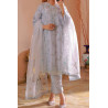 Naqsh By Guzel Stitched 3 Piece Luxury Formals Emb Organza-Silver