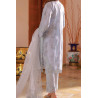 Naqsh By Guzel Stitched 3 Piece Luxury Formals Emb Organza-Silver