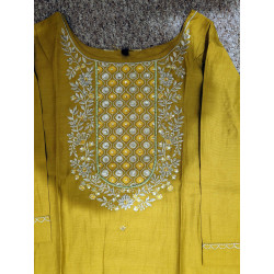 Satin Sheen Gold Kurti Set with Bottom and Dupatta - Elegant Ethnic Wear