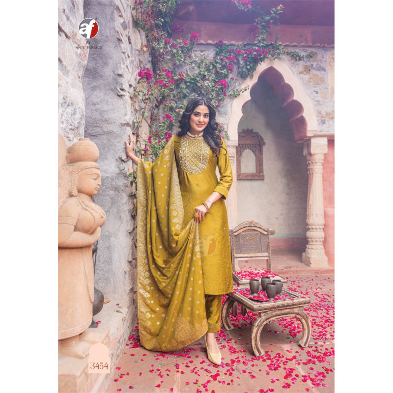 Satin Sheen Gold Kurti Set with Bottom and Dupatta - Elegant Ethnic Wear