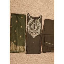 "Elegant Dark Green Kurti Set with Bottom and Dupatta - Perfect Ethnic Wear"