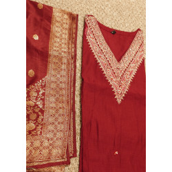 "Elegant Maroon Kurti Set with Bottom and Dupatta - Perfect for Festive Wear"