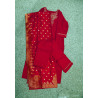 "Indian Red Kurti Set with Bottom and Dupatta - Elegant Ethnic Wear UK"