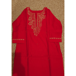 "Indian Red Kurti Set with Bottom and Dupatta - Elegant Ethnic Wear UK"