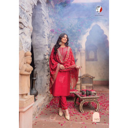 "Indian Red Kurti Set with Bottom and Dupatta - Elegant Ethnic Wear UK"