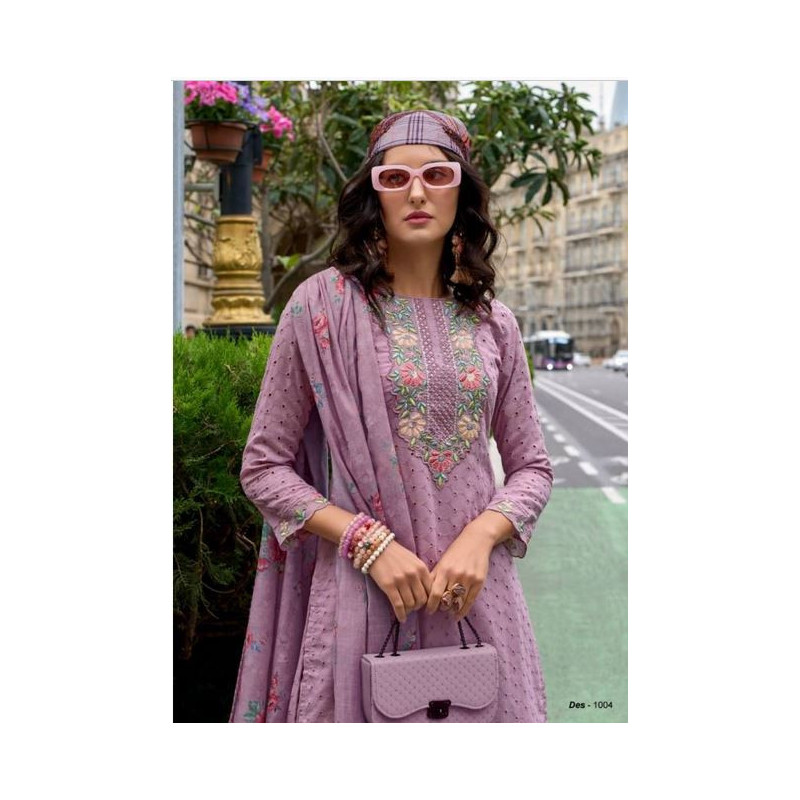 Lilac Indian Chikan Work Designer Kurti with Printed Dupatta - Elegant & Timeless