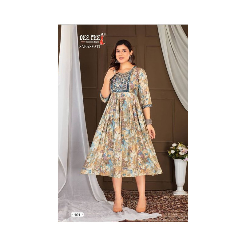 Zaaraq By Deecee Modal Printed Embroidery Single-piece Kurti - Stylish & Comfortable Women's Wear