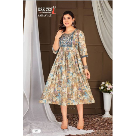 Zaaraq By Deecee Modal Printed Embroidery Single-piece Kurti - Stylish & Comfortable Women's Wear