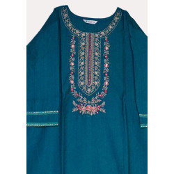 Kadlee Viscose Weaving Embroidery Kurti With Bottom Dupatta-Green