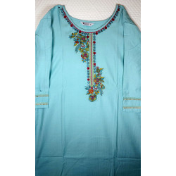 Indian Chikan Work Designer Kurti with Printed Dupatta - Elegant & Traditional