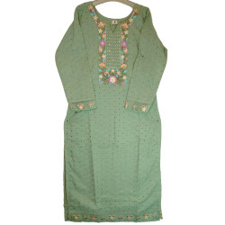 Indian Chikan Work Designer Kurti with Printed Dupatta - Elegant & Traditional.