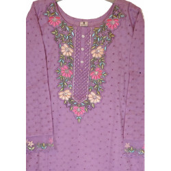 Lilac Indian Chikan Work Designer Kurti with Printed Dupatta - Elegant & Timeless