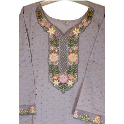 Pink Swan Indian Chikan Work Designer Kurti with Printed Dupatta - Elegant & Graceful