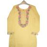 Light Khaki Indian Chikan Work Designer Kurti with Printed Dupatta by Zaaraq - Elegant & Stylish