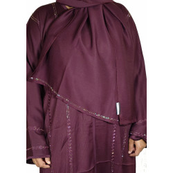 Elegant Stone-Embellished Bangladeshi Burkha With Hijab- Maroon