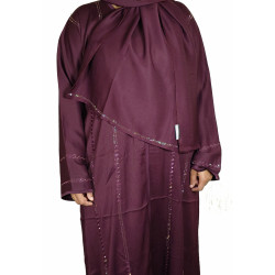 Elegant Stone-Embellished Bangladeshi Burkha With Hijab- Maroon