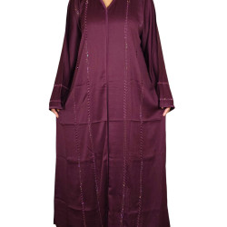 Elegant Stone-Embellished Bangladeshi Burkha With Hijab- Maroon