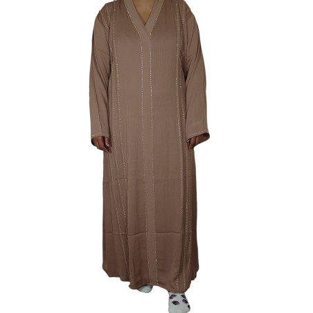 Elegant Stone-Embellished Bangladeshi Burkha- Brown