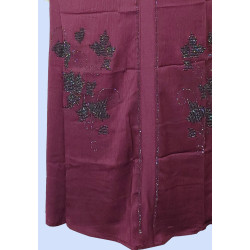 Elegant Stone-Embellished Bangladeshi Burkha With Hijab- Maroon