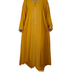 Elegant Stone-Embellished Bangladeshi Burkha- Yellow