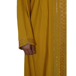 Elegant Stone-Embellished Bangladeshi Burkha- Yellow