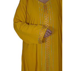 Elegant Stone-Embellished Bangladeshi Burkha- Yellow