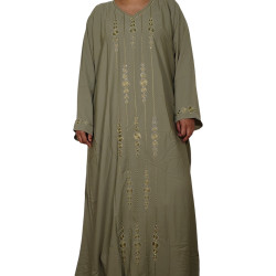 Exquisite Elegant Embroidered Bangladeshi Burkha- Olive