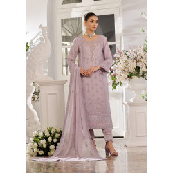 Guzel Jahanara Stitched 3 Piece Festive Formals Chiffon-Light Plum