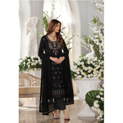 Guzel Jahanara Stitched 3 Piece Festive Formals Chiffon- Black