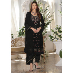 Guzel Jahanara Stitched 3 Piece Festive Formals Chiffon- Black