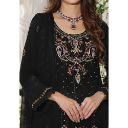 Guzel Jahanara Stitched 3 Piece Festive Formals Chiffon- Black