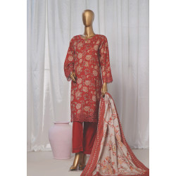 Sada Bahar Stitched 3 Piece Emb Khaddar Winter Collection'24- Rust