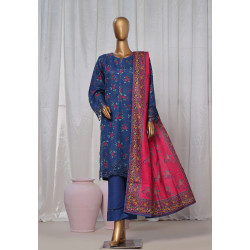 Sada Bahar Stitched 3 Piece Emb Khaddar Winter Collection'24- Blue