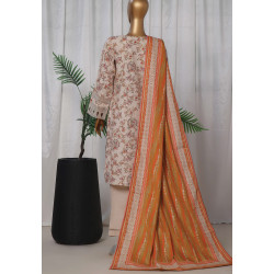 Sada Bahar Stitched 3 Piece Emb Khaddar Winter Collection'24- Orange