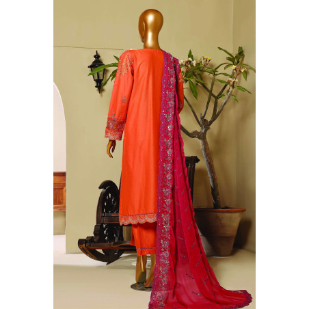 Sada Bahar Stitched 3 Piece Luxury Festive Emb Lawn-Rust