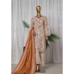 Sada Bahar Stitched 3 Piece Emb Khaddar Winter Collection'24- Orange