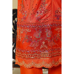 Sada Bahar Stitched 3 Piece Luxury Festive Emb Lawn-Rust