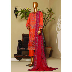 Sada Bahar Stitched 3 Piece Luxury Festive Emb Lawn-Rust