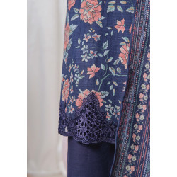 Sada Bahar Stitched 3 Piece Emb Khaddar Winter Collection'24- Navy Blue