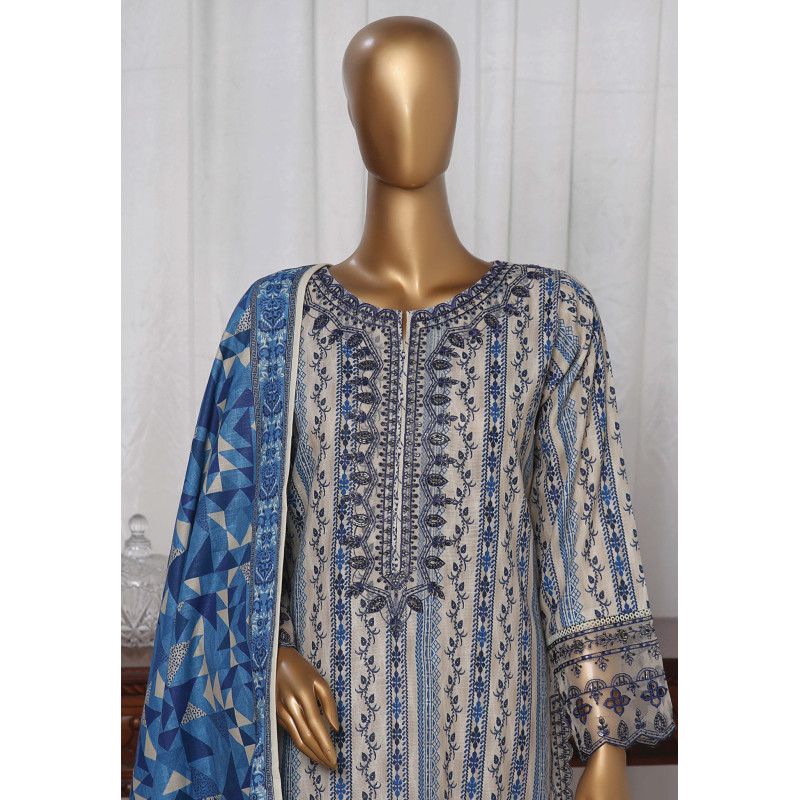 Sada Bahar Stitched 3 Piece Emb Khaddar Winter Collection'24- Off White