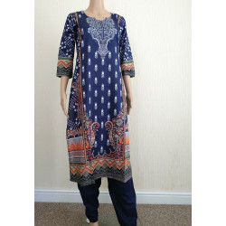 Zaaraq by Bangladeshi 100% Printed Boutiques Stitched 3 Piece Collection-Blue Printed