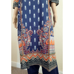 Zaaraq by Bangladeshi 100% Printed Boutiques Stitched 3 Piece Collection-Blue Printed