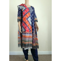 Zaaraq by Bangladeshi 100% Printed Boutiques Stitched 3 Piece Collection-Blue Printed