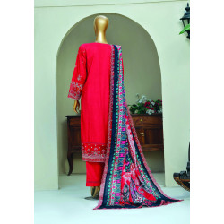 Sada Bahar Stitched 3 Piece Premium Emb & Printed Lawn-Red