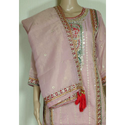 Maryam By Eba Simar Organza Embroidery Readymade Plazzo Suits-Pink Colour