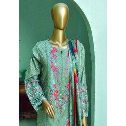 Sada Bahar Stitched 3 Piece Premium Emb & Printed Lawn-Beige