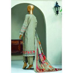 Sada Bahar Stitched 3 Piece Premium Emb & Printed Lawn-Beige